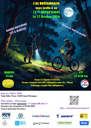L'AS Brevannaise organise sa 15ème BREVA’NIGHT le 17 Octobre 2026